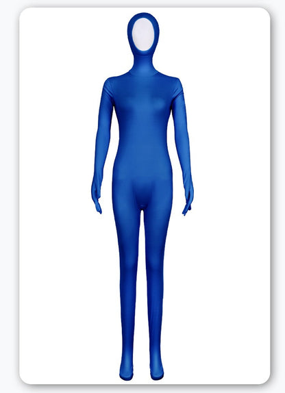 Open Split Orange Full Wrap Bodysuit Spandex Stretch Jumpsuit Adult Variety Show Halloween Cos and Body-fit Role Play Apparel
