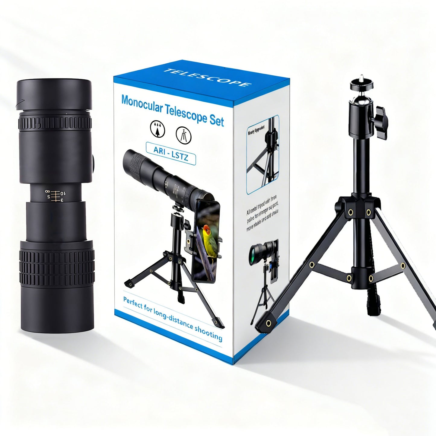 Telescópio Profissional 10-30X30, Lente Telescópica com Zoom para Celular com Tripé, Material em Liga de Alumínio, Base para Tripé, Adequado para Viagens ao Ar Livre, Fotografia de Caminhadas