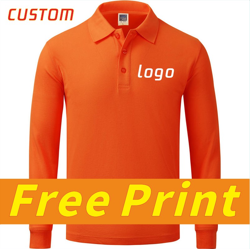 Leisure long sleeved POLO shirt custom autumn and spring long sleeved lapel t-shirt with printed logo and personalized design em