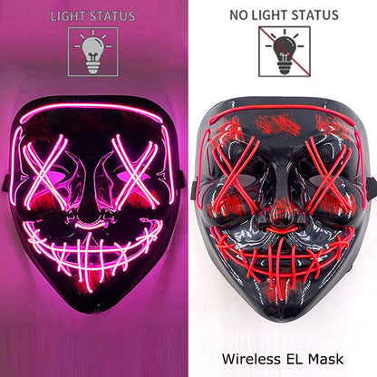 Wireless Purge Luminous LED Mask Adult Full Face Headgear Costumes Cosplay Mask Carnival Horror Masquerade Glow In The Dark