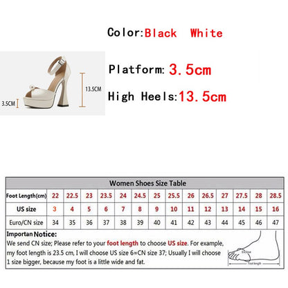 Liyke Sexy 13.5CM Super High Heels Platform Sandals Women Summer Fashion White Pearl Peep Toe Wedding Banquet Shoe Zapatos Mujer