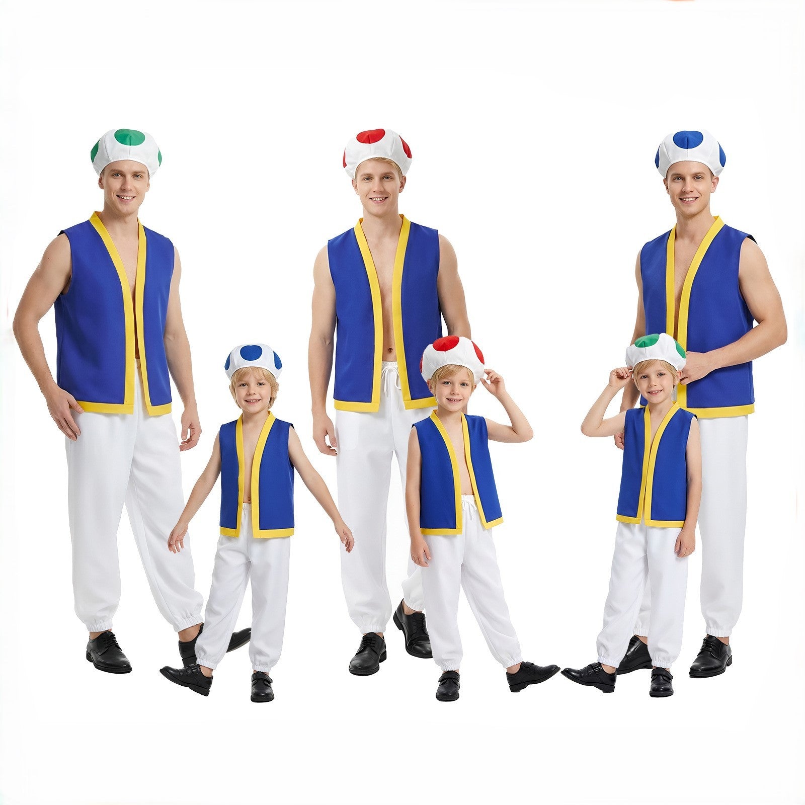 Kinopio-Sombrero de Cosplay de Toad para adultos, traje de juego Bros 2, Roleplay, fantasía, trajes, chaleco, pantalones, fiesta