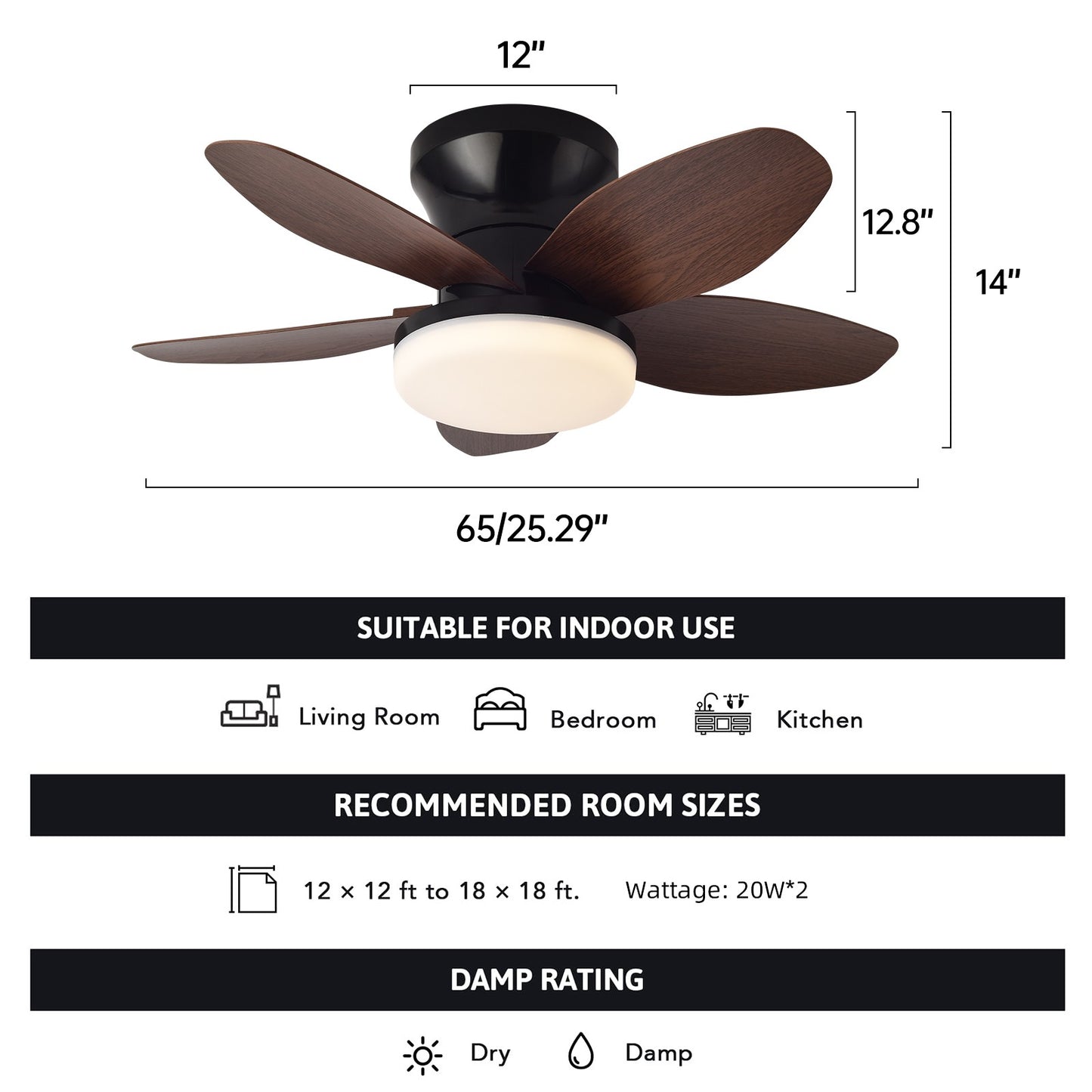 Simple LED ceiling fan remote control light for 25 inch living room and bedroom multifunctional ceiling fans