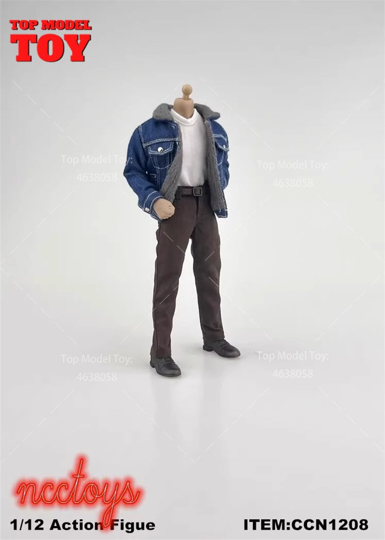 CCN1205 CCN1208 1/12 Fashion Lamb Down Denim Jacket Casual Pants Clothes Accessory for 6" Male Soldier Action Figure Body