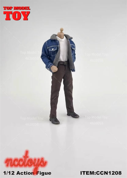 CCN1205 CCN1208 1/12 Fashion Lamb Down Denim Jacket Casual Pants Clothes Accessory for 6" Male Soldier Action Figure Body