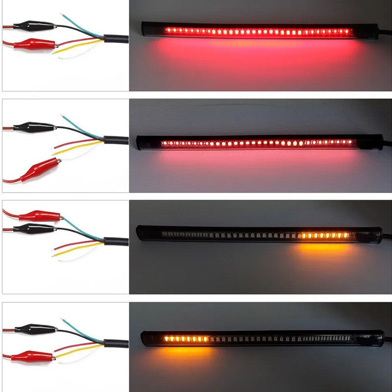 1x Luzes Decorativas de LED para Motocicleta Faixa de Luz 48SMD Luz de Freio Traseiro para Motocicleta Faixa de Seta Luz de Parada Geral da Moda