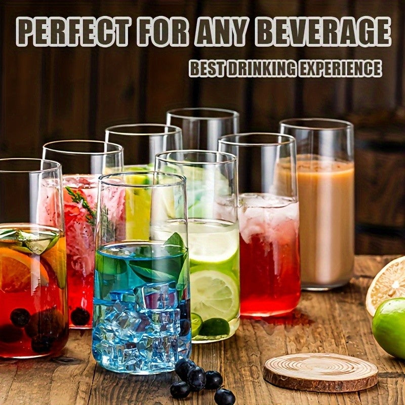 6 Copos Long Drink para Uísque e Café com Canudo de 450ml, Copos para Suco Adequados para Coquetéis e Cerveja, Conjunto de Utensílios de Bar