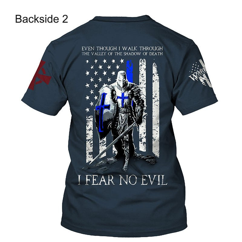 Crusader Knights Templar 3D Harajuku Print Handsome Retro Taste Fashion Personality Street Men's Round Neck Short Sleeve T-shirt