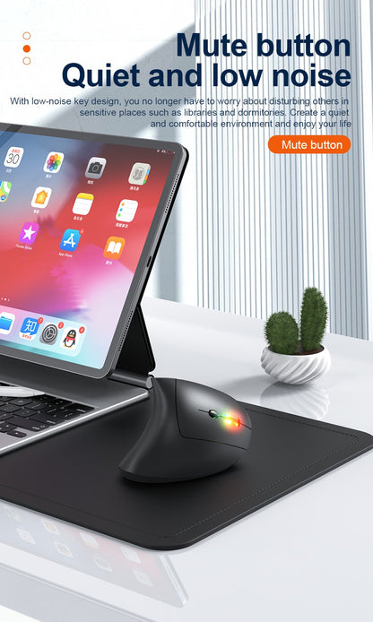 2.4GHz Bluetooth Wireless Mouse Rechargeable Vertical Mice Ergonomic 3Adjustable 1600DPI 6Buttons for Laptop PC Computer Desktop