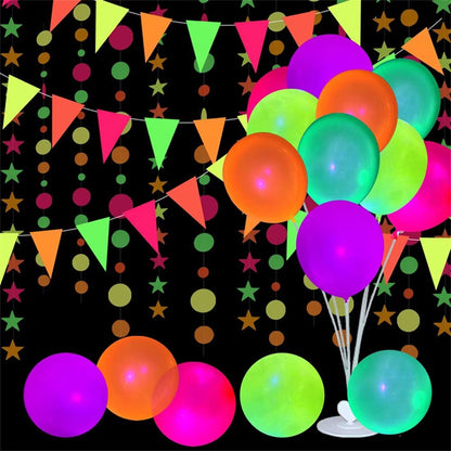 20/50Pcs Party Balloons UV Blacklight Reactive Neon Fluorescent Balloons GLOW In The Dark Balloon for Adults Wedding Halloween
