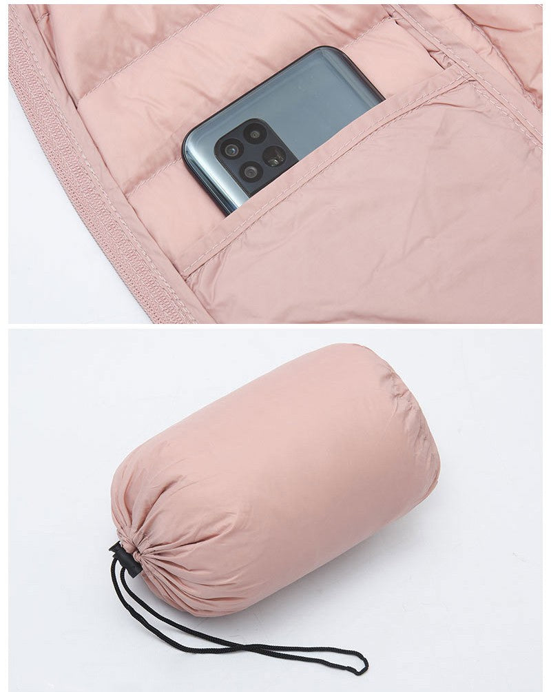 Schinteon Women Ultralight 90% White Duck Down Jacket with Removable Hood Autumn Winter Thin Outwear Portable Storage 2024 New