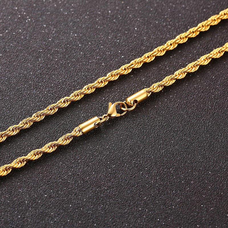 Vnox 3D Vertical Bar Necklaces for Men, Layering Stainless Steel Geometric Pendant, Layered Wheat Rope Cuban Chain, Boy Collar