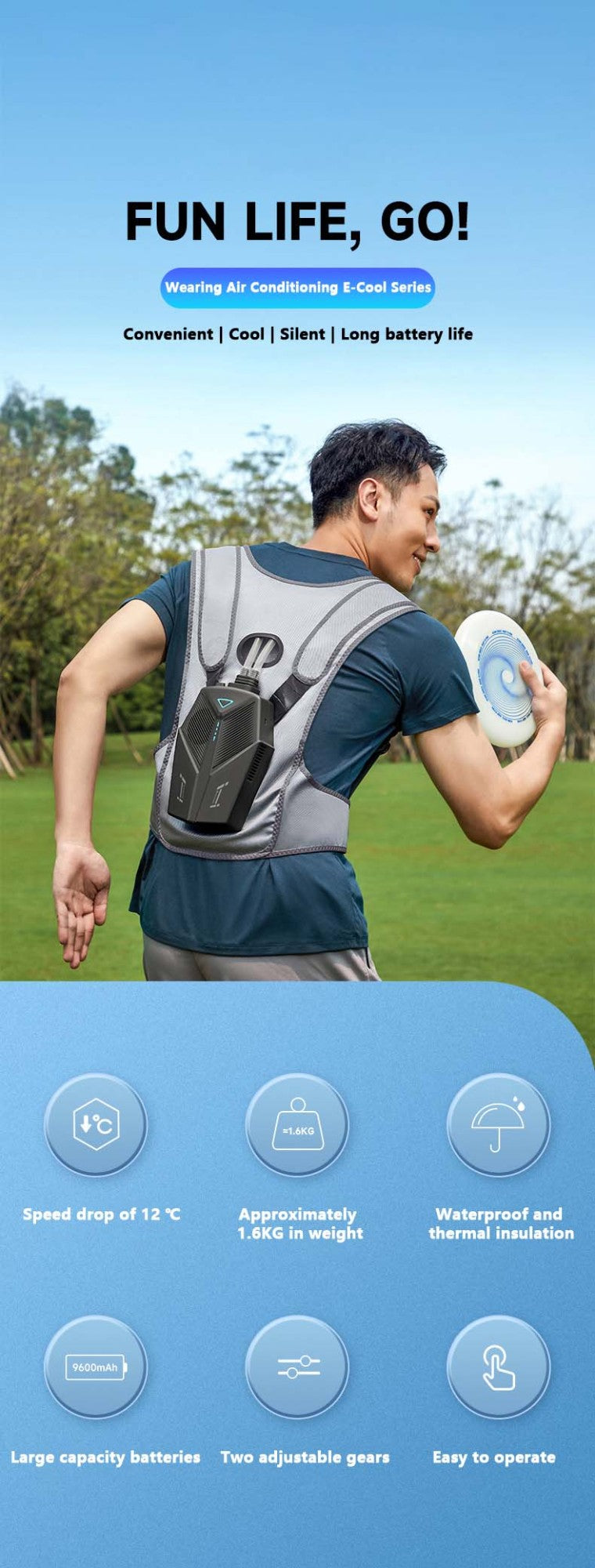 Colete de Resfriamento Resfriado a Água, Resfriamento Portátil, Roupa com Ar Condicionado Vestível, Colete de Resfriamento para Escalada e Pesca