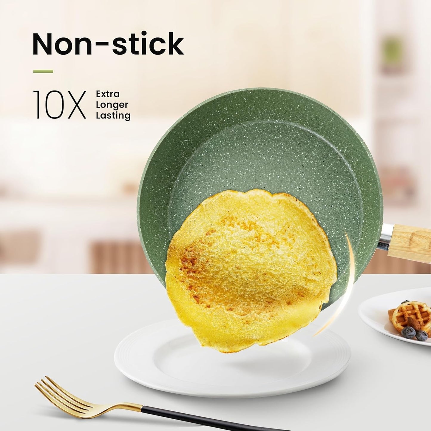 Pots and Pans Set Nonstick, 30 Pieces Induction Kitchen Cookware and Bakeware Sets, Green Granite Coating Cooking Pans Set