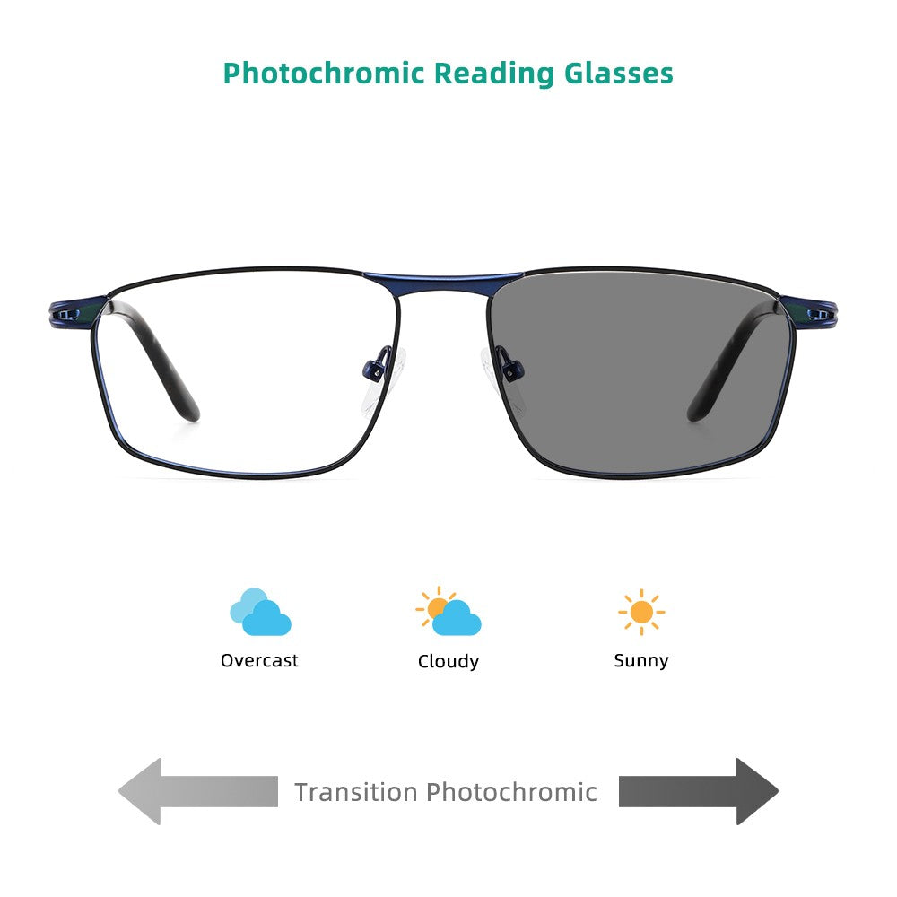 Photochromic Lenses Men's Sunglasses Reading Glasses Man Square Prescription Prescription Glasses Trendy Luxury Mens Lenses +2 3