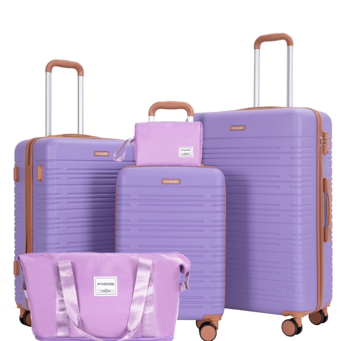 Conjuntos de Malas com 3 Peças e Rodas Duplas Giratórias, Conjunto de Malas de Viagem Rígidas em ABS com Trava TSA