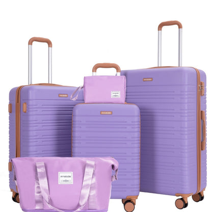 Conjuntos de Malas com 3 Peças e Rodas Duplas Giratórias, Conjunto de Malas de Viagem Rígidas em ABS com Trava TSA