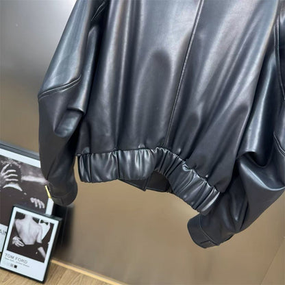 2025 Women's Winter Leather Jacket PU Metal Buckle Motorcycle Style Women's Jacket Outerwear y2k New High Quality Coat bra