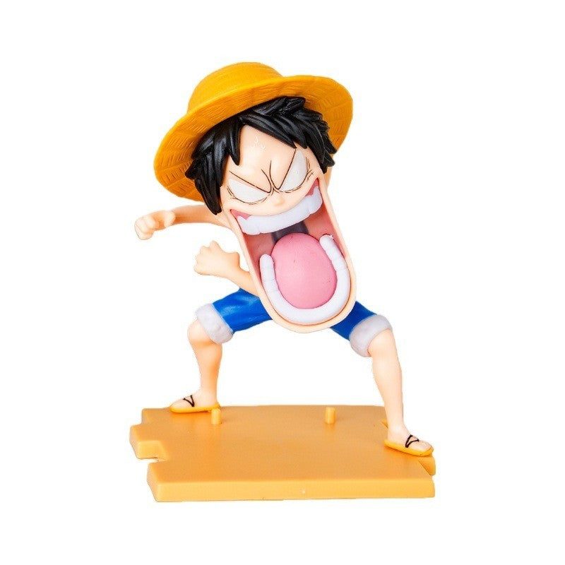Conjunto de 3 peças One Piece Hungry Trio, Capitão Sanji, Monkey D. Luffy, Roronoa Zoro, modelo de action figure divertido de anime, brinquedo colecionável