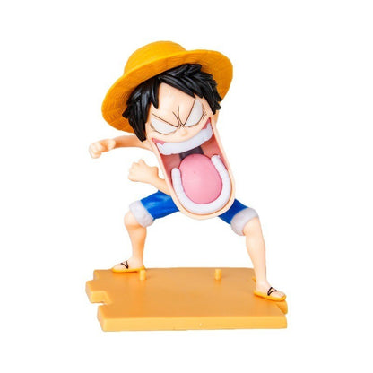 Conjunto de 3 peças One Piece Hungry Trio, Capitão Sanji, Monkey D. Luffy, Roronoa Zoro, modelo de action figure divertido de anime, brinquedo colecionável