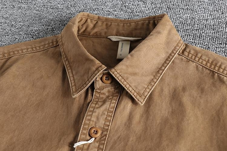 2025 Autumn New American Retro Woven Twill Cargo Shirt Men's Fashion 100% Cotton Washed Long Sleeve Double Pocket Casual Jacket