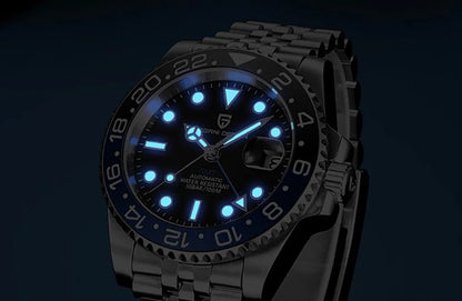 PAGANI DESIGN PD-1662 Luxury GMT Men Mechanical Wristwatch Sapphire Glass Stainless Steel 100M Waterproof Automatic Watches