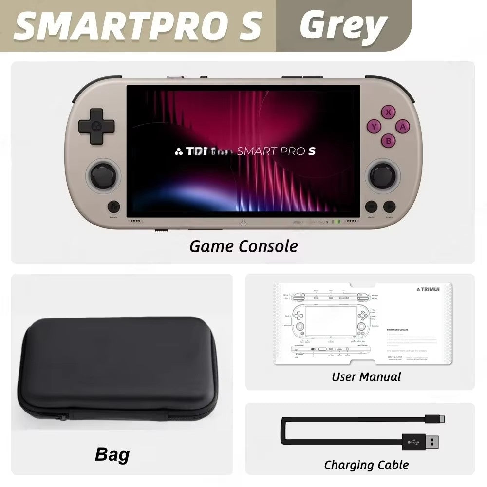 Trimui Smart Pro S Handheld Game Console 4.96'' IPS Screen Linux System Joystick RGB Lighting Retro Video Game Smartpros Gifts