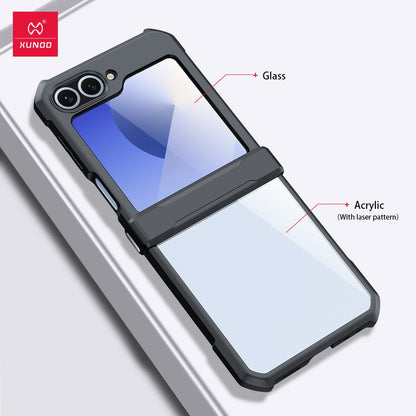 Xundd para Samsung Galaxy Z Flip 7 5 Z Flip 6 7 Capa 5G Airbag à prova de choque Acrílico+TPU+Capa Traseira de Vidro para Flip5 z?? 5 7 ???