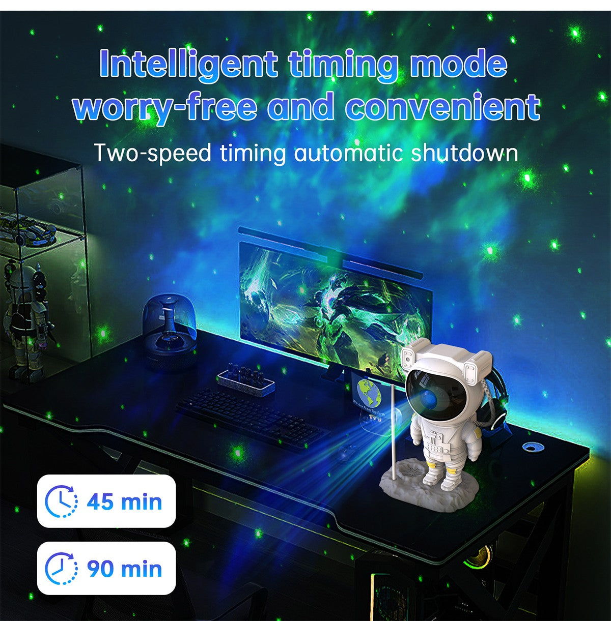 Bluetooth Speakers With Powerful Sound Astronaut Shape Galaxy Star Projector Light Christmas Birthday Gift for Men Women Friend