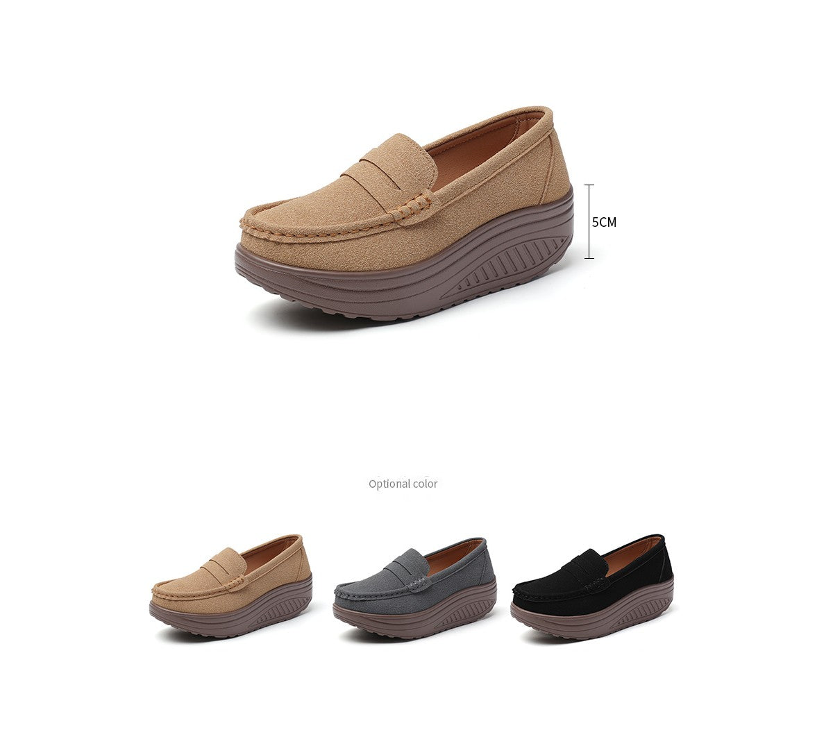 Ngouxm Women Flat Platform Loafers Ladies Elegant Suede Leather Moccasins Shoes Woman Slip On Moccasin Women's Casual Shoes