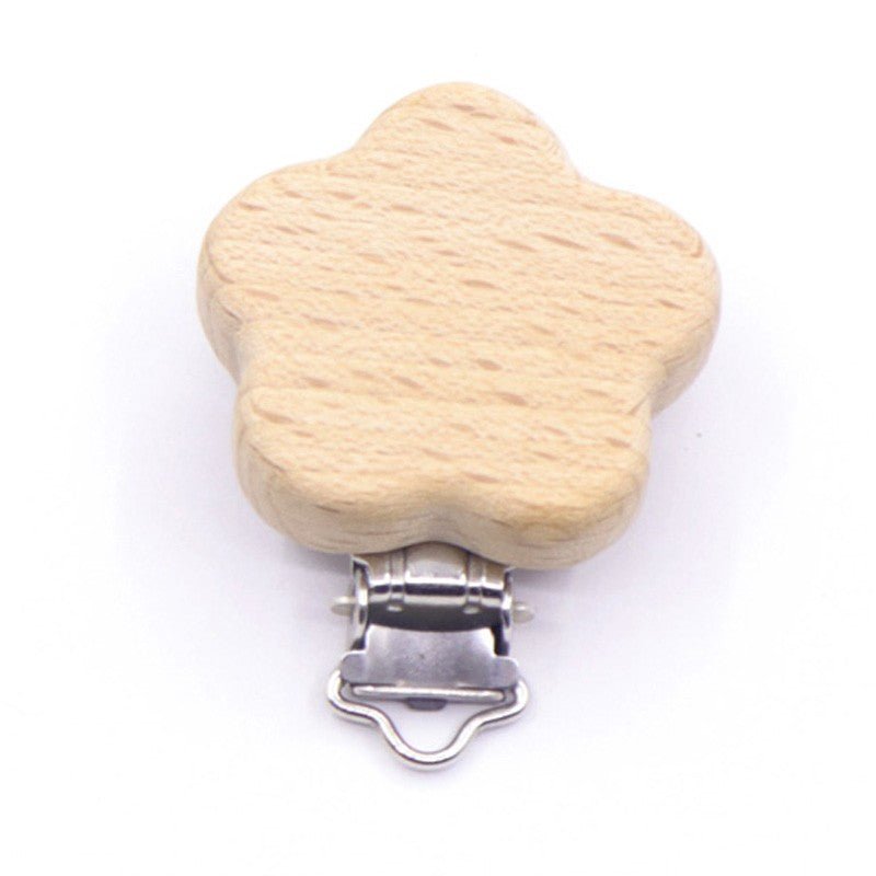 5Pcs/Sets Baby Pacifier Clips BPA Free Cute Modelling Beech Pacifier Clip Baby DIY Cartoon Animal Wooden Log Nipple Chain Holder
