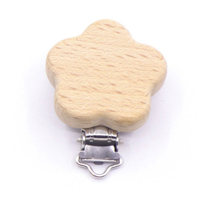 5Pcs/Sets Baby Pacifier Clips BPA Free Cute Modelling Beech Pacifier Clip Baby DIY Cartoon Animal Wooden Log Nipple Chain Holder