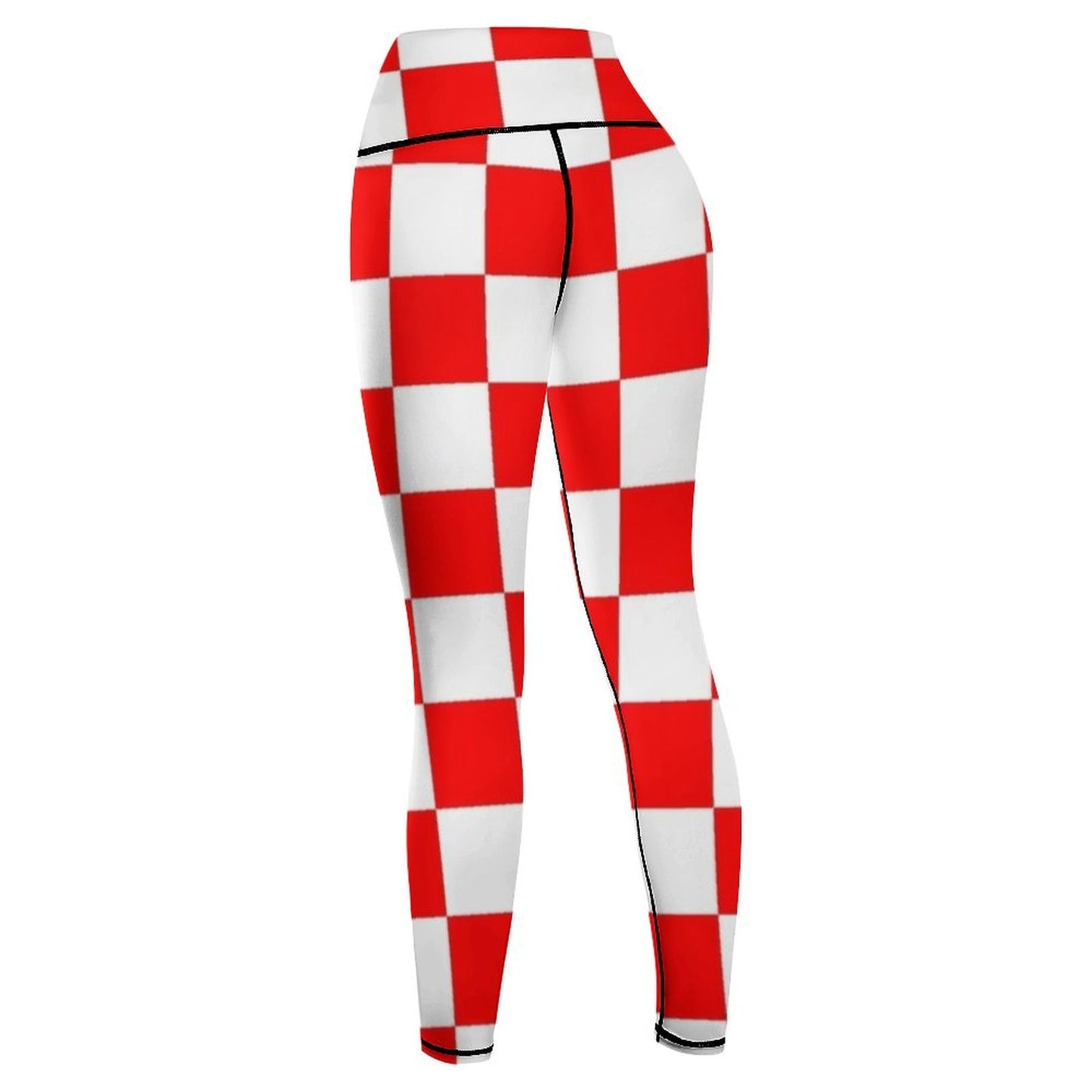 Red and White Checkered Leggings sport set active wear Women's fitness sportswear gym Womens Leggings