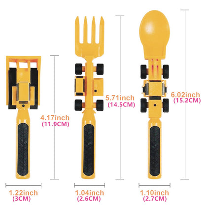 New Creative Children's Car Tableware Set Dinner Plate Spoon Bulldozer Excavator Shovel Fork Dinnerware Sets Kitchen Tableware