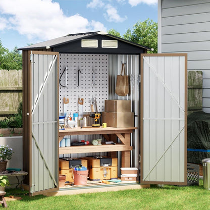 Durable Steel Outdoor Storage Shed, 5x3FT, Secure Locking, Ideal for Garden, Patio, and Utility Needs