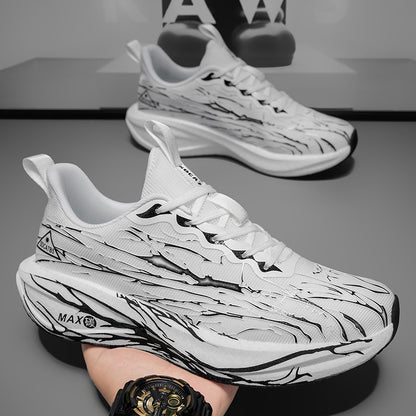 Unisex Running Shoes Breathe Mesh Fashion Lace Up Mens Womens Sneakers Cushioning Thick Sole Outdoor Tennis Shoes for Men Women