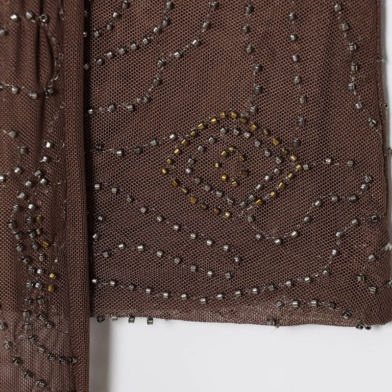 HXAO Women's Pants 2025 Beaded Tulle Pants For Woman Baggy Sequin New In Pants Spring Summer Semi Sheer Women's Trousers 088