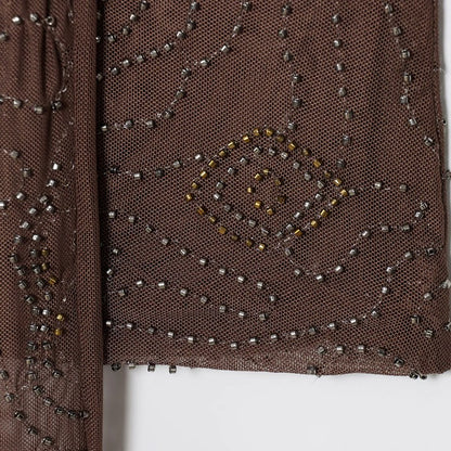 HXAO Women's Pants 2025 Beaded Tulle Pants For Woman Baggy Sequin New In Pants Spring Summer Semi Sheer Women's Trousers 088