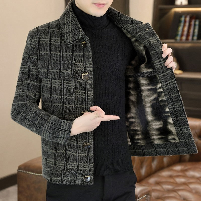 2023 Winter Plaid Woolen Jackets Men Fashion Slim Fit Thickened and Warm Trench Coat Casual Business Streetwear Overcoat M-4XL