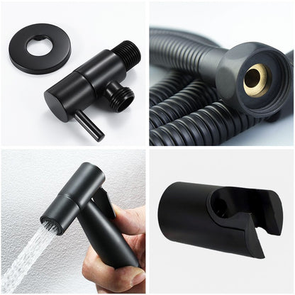 Pulverizador de bidê de banheiro portátil com válvula de latão, bidê de chuveiro de aço inoxidável, chuveiro higiênico, pulverizador de bidê de banheiro montado na parede