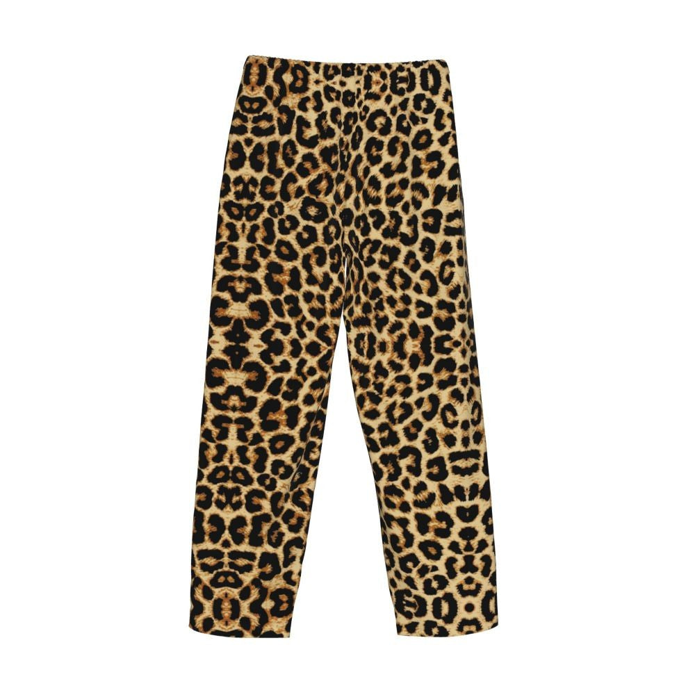 Custom Leopard Print Pajama Pants Men's Animal Skin Sleepwear Lounge Sleep Bottoms Stretch with Pockets