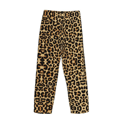 Custom Leopard Print Pajama Pants Men's Animal Skin Sleepwear Lounge Sleep Bottoms Stretch with Pockets