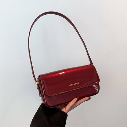 Solid color personalized women's bag Angola red classic style small bag light luxury texture shoulder bag