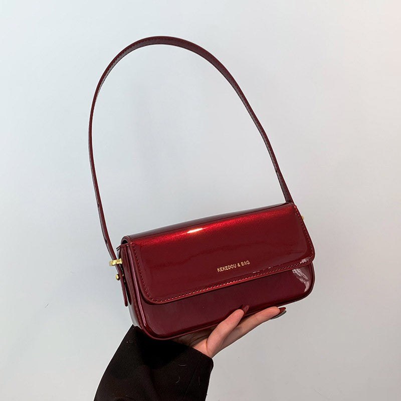 Solid color personalized women's bag Angola red classic style small bag light luxury texture shoulder bag