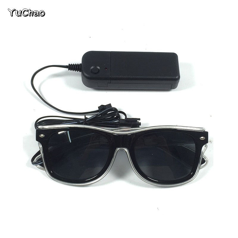Led Glasses NightClub Masquerade Concert Club Neon Accessories Cool Vogue Flashing LED Futuristic Glasses Men Metal Cool Glasses