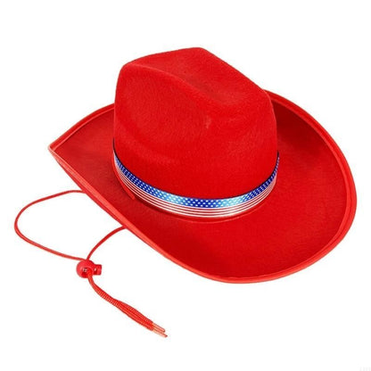 L5YA Elegant Homburg Hat with Unique Patriotic Band Flat Wide Brimmed Hat Surprise Gifts Headwear for Vacation Photo Props