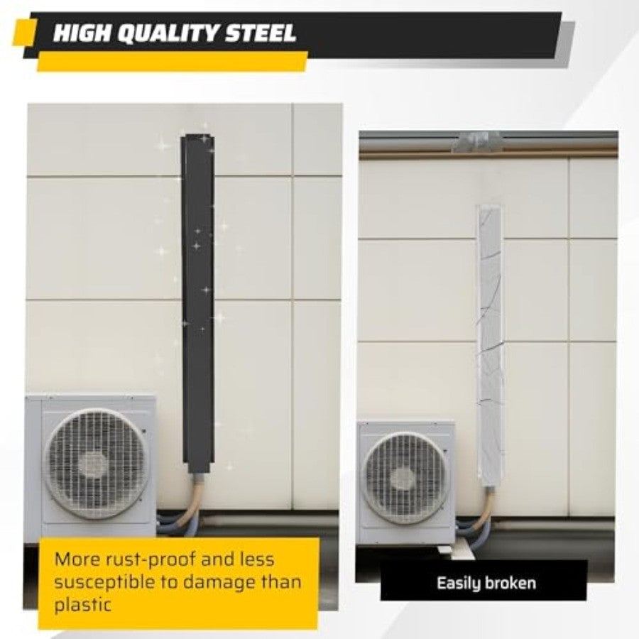 Conjunto de Cobertura de Linha de Metal 10,16cm L x 10,16cm A x 304,8cm C para Mini Split Ar Condicionado Central Bomba de Calor Aço Resistente Branco 2 Peças Univ