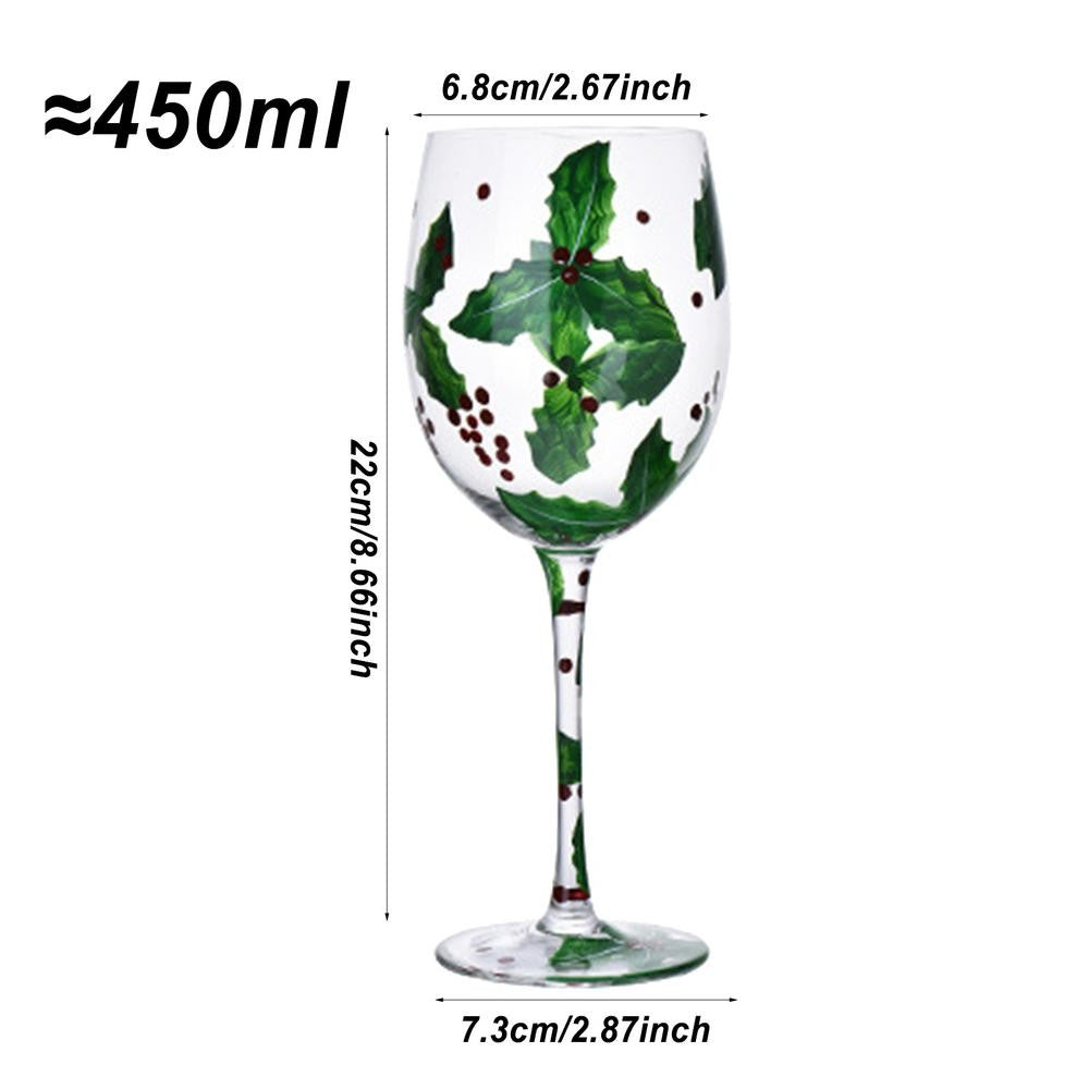 Taças de Vinho de Natal 450ml Papai Noel Árvore de Natal Pinhas Vinho Tinto Taças de Natal para Vinho Champanhe Suco