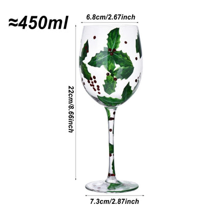 Taças de Vinho de Natal 450ml Papai Noel Árvore de Natal Pinhas Vinho Tinto Taças de Natal para Vinho Champanhe Suco