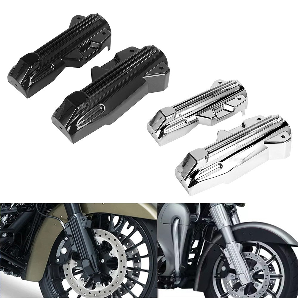 Capas Protetoras de Bengala Dianteira Inferior de Motocicleta Pretas em Plástico ABS para Harley Touring Electra Street Road Glide King FLHR FLTRX FLHX 2014-2022